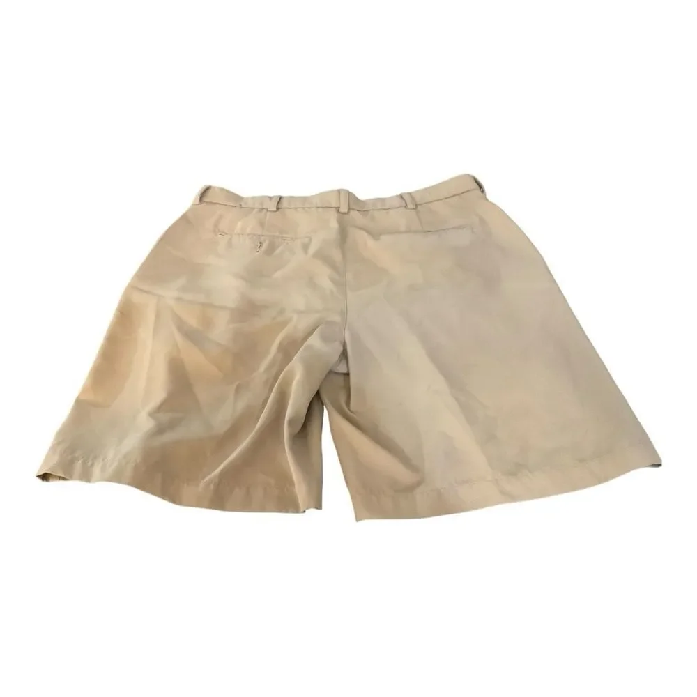 Tan Flat Front Casual Shorts,‎ Golf America